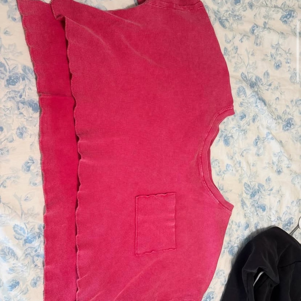 Altar'd State Bright Pink Ribbed Knit Top